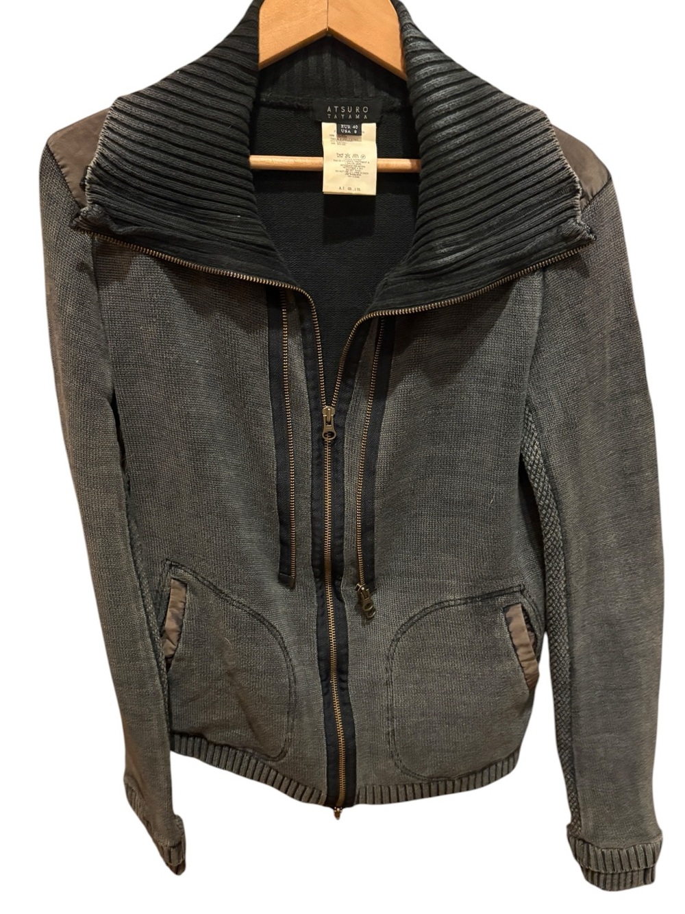 Japanese Luxury Brand Atsuro Tayama Zip Up Sweater Size 8 Like New